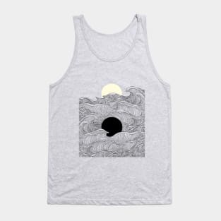 Abstraction Landscape Yin yang sun moon Ocean wave Tank Top